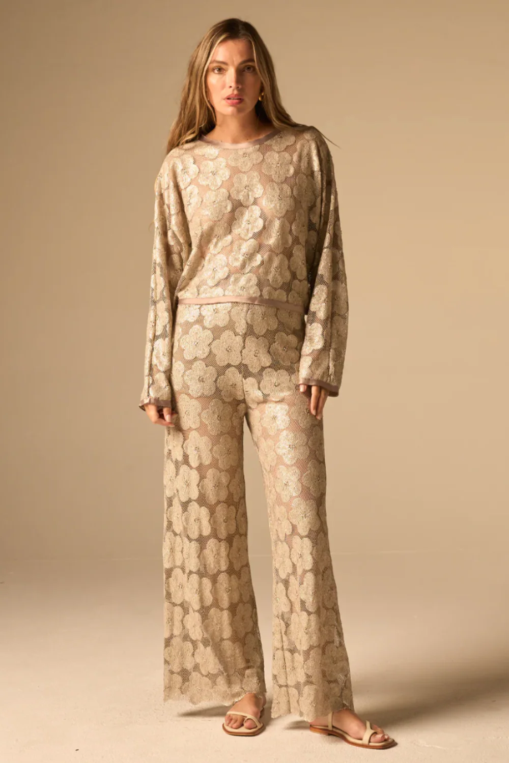 Anja Top Jacquard Champagne