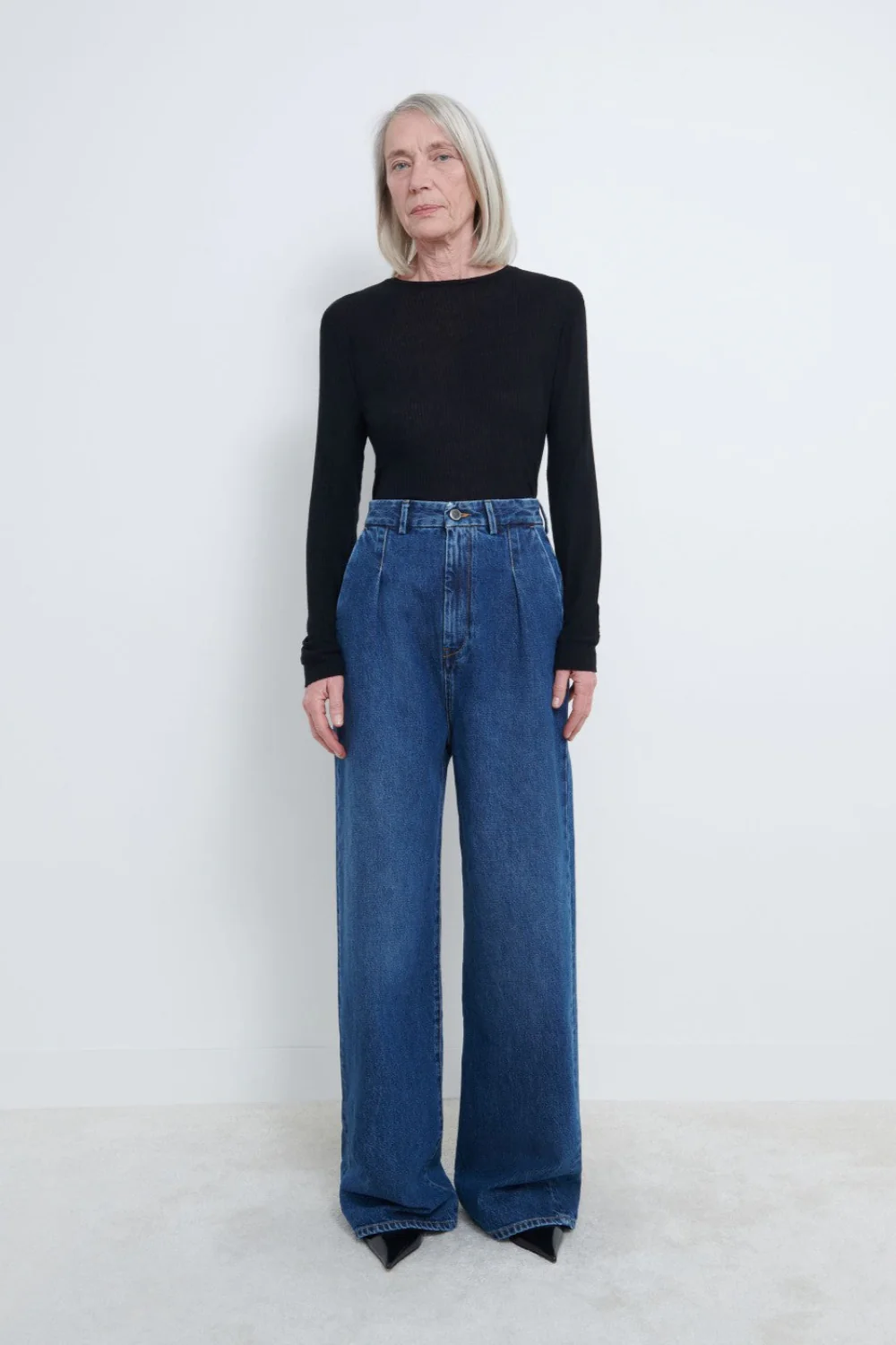 Attu Wide Leg Denim Pants Washed Blue