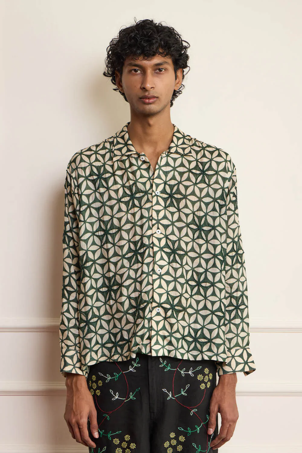 Beaded Block Print Shirt - Image 2