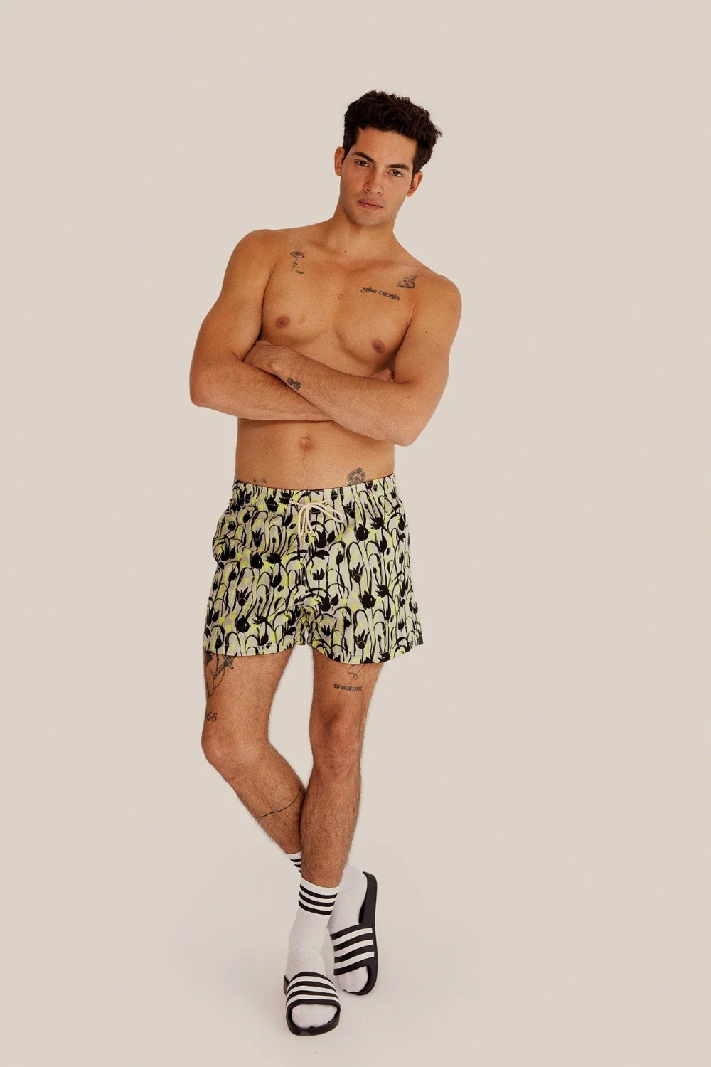 Beige Tulips Classic Swim Trunks (Final Sale)
