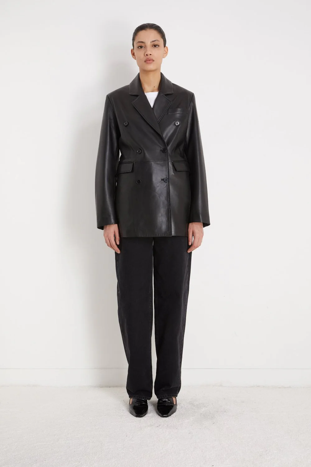 Benetra Heavy Leather Blazer Black (Final Sale)