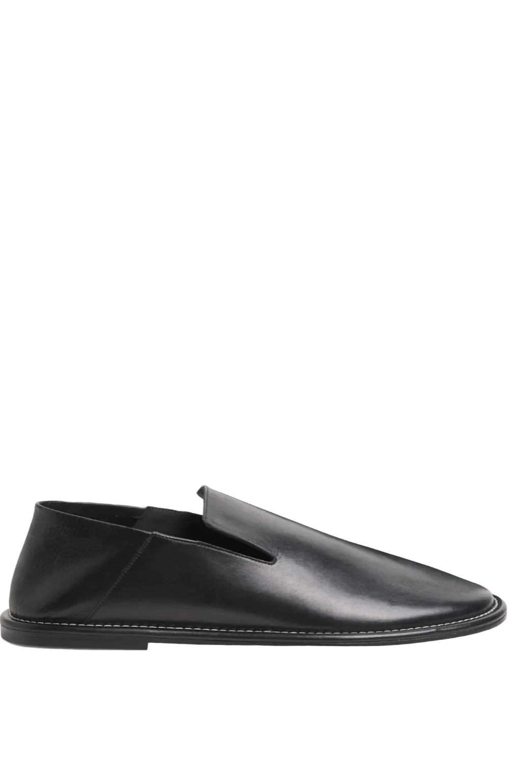 Black Cow Leather Midi Slippers