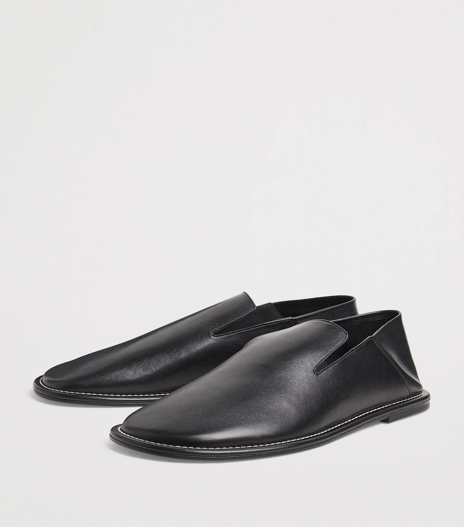 Black Cow Leather Midi Slippers - Image 3