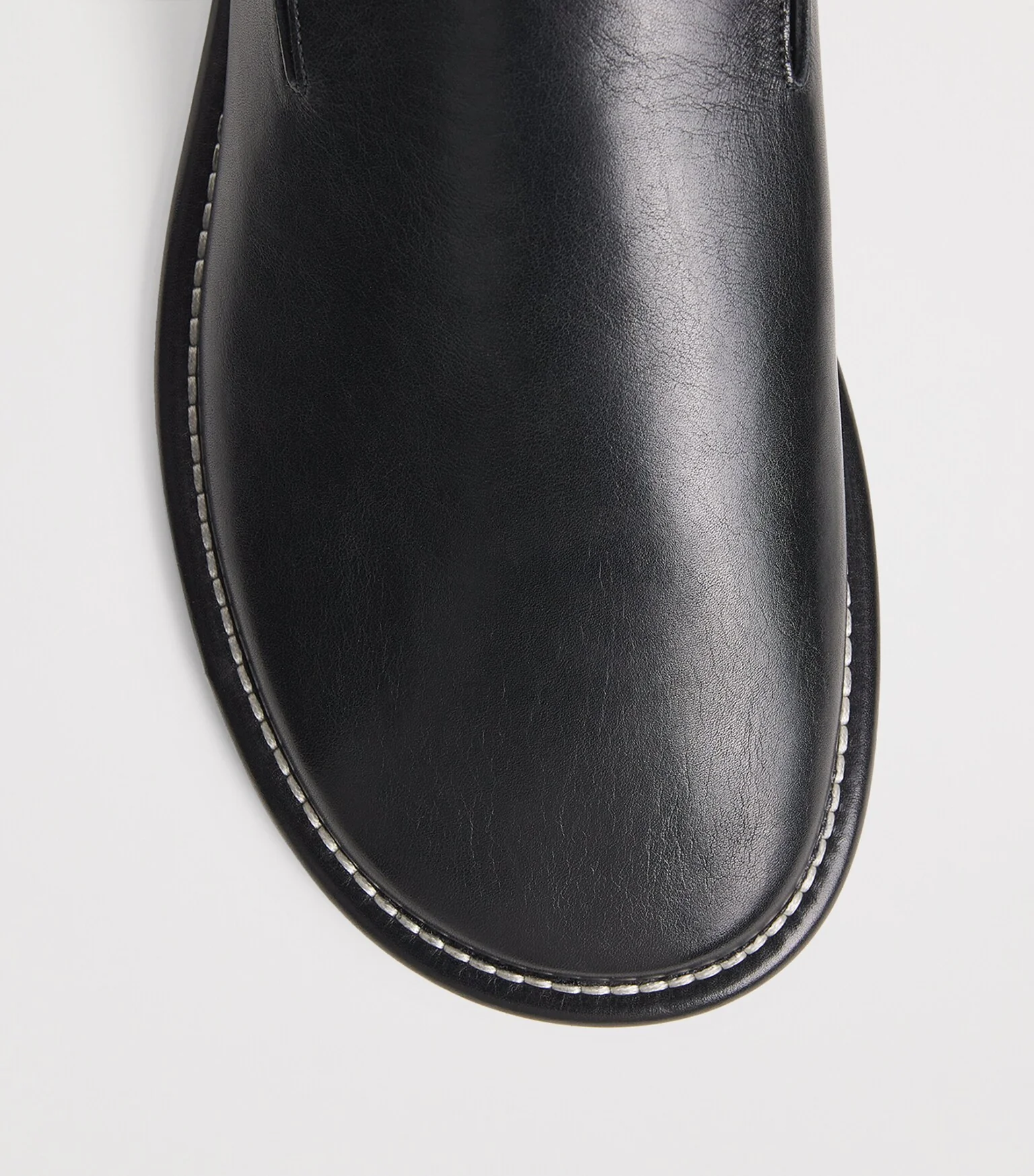 Black Cow Leather Midi Slippers - Image 5
