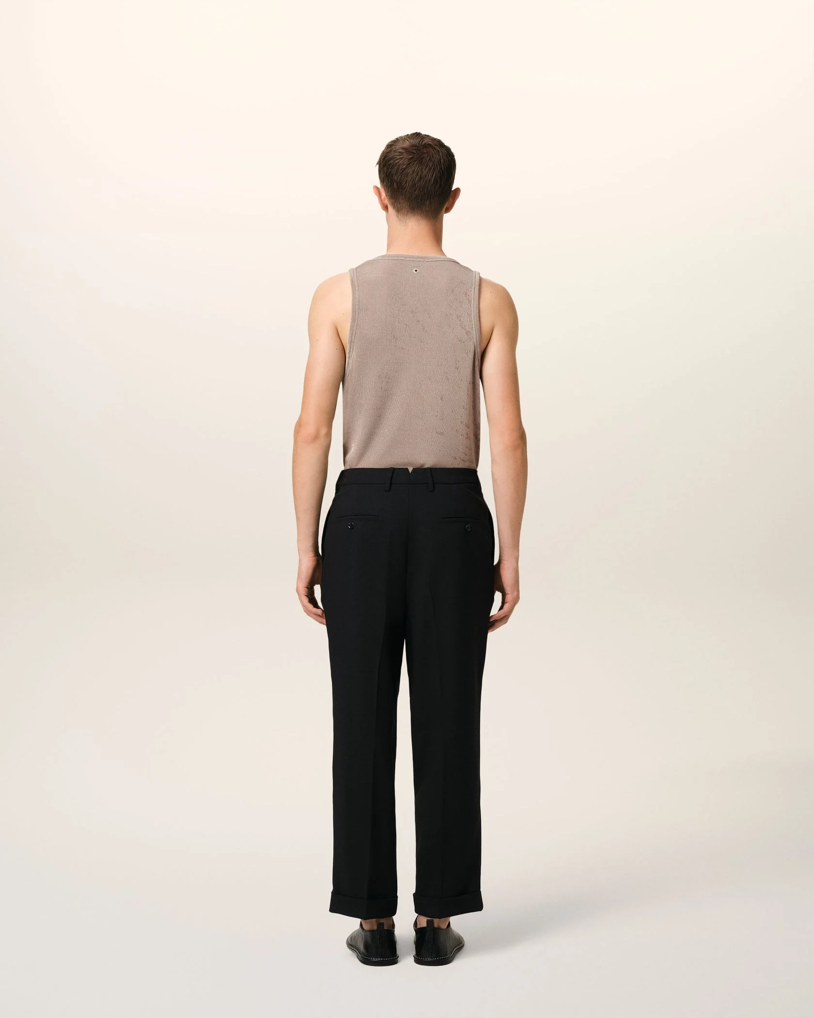 Black Wool Carrot Fit Trousers (Final Sale) - Image 3