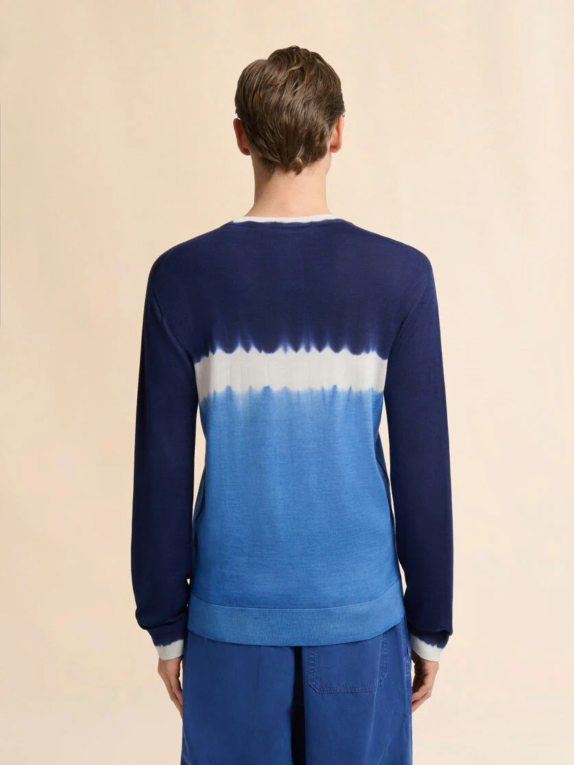 Blue Wool-Silk Jumper with Tie-Dye Effect - Image 4