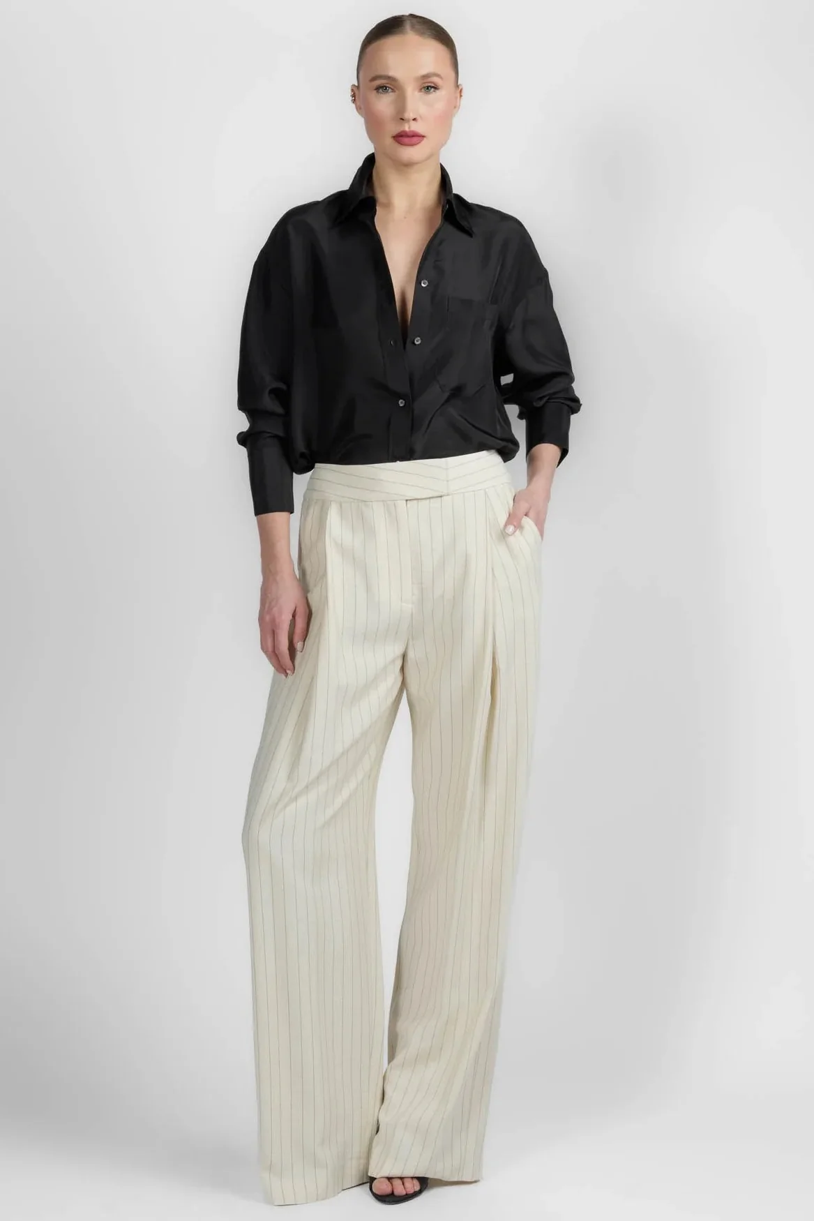 Boyfriend Trouser Cream Stripe