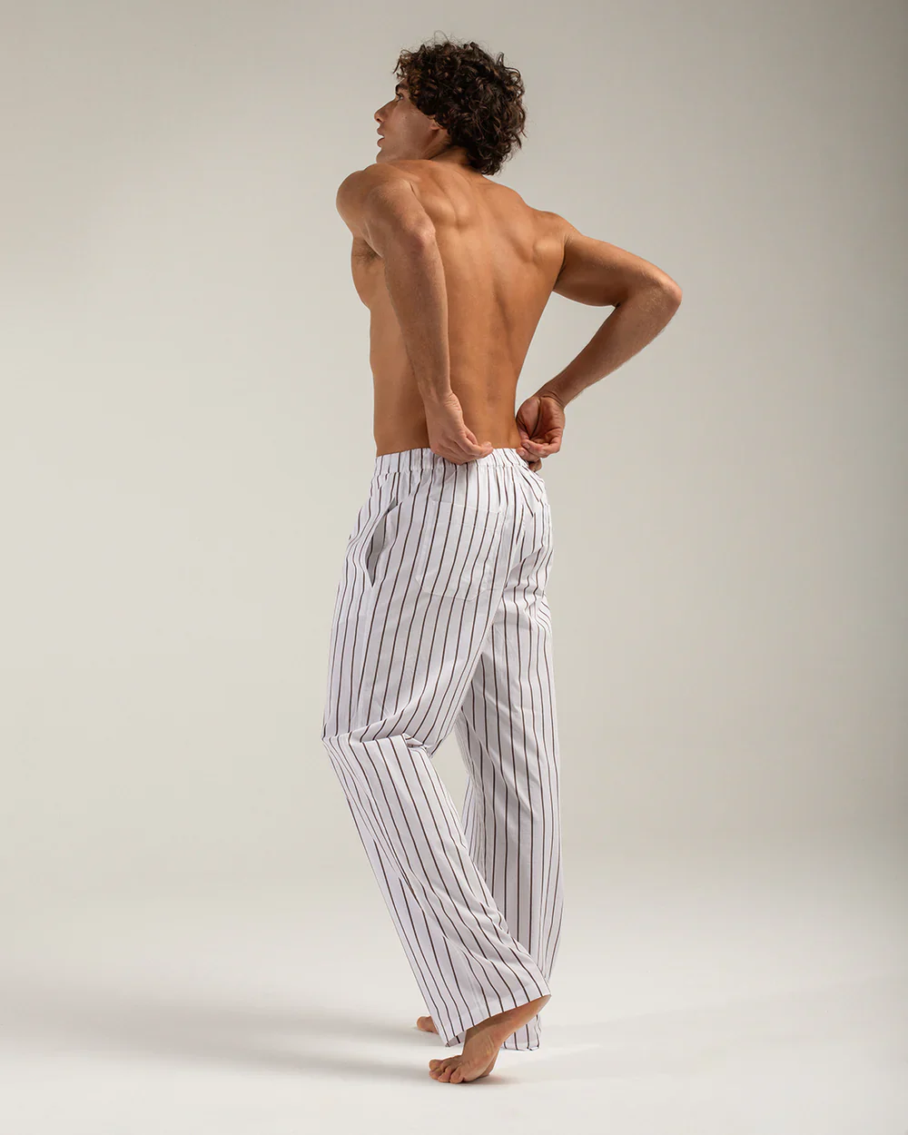 Brown Sun Stripes Cotton Trousers - Image 3