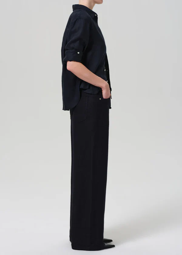 Brynn Drawstring Linen Trouser True Navy - Image 3