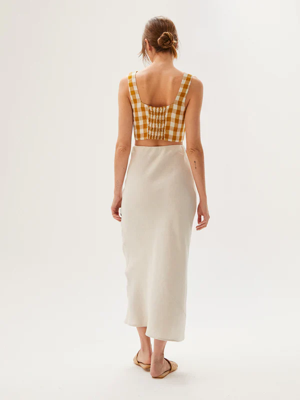 Bruna Top Gingham-Gold - Image 4
