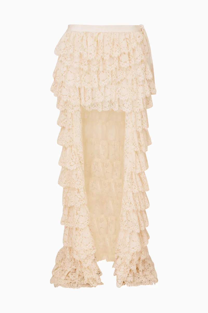 Camilia Lace Ruffle High-Low Skirt