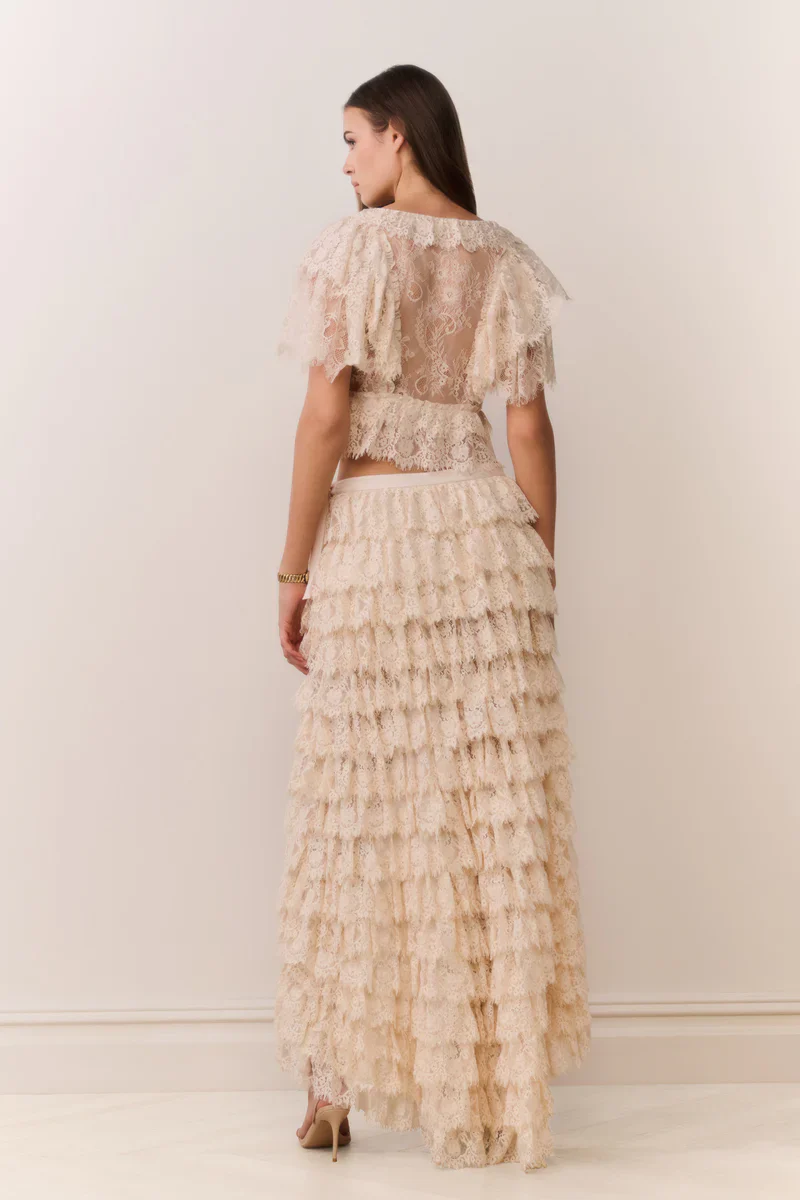 Camilia Lace Ruffle High-Low Skirt - Image 4