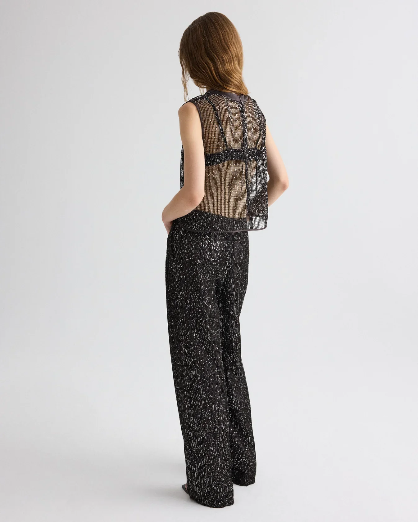 Short Muscle Tank in Mini Sequin Netting - Image 5