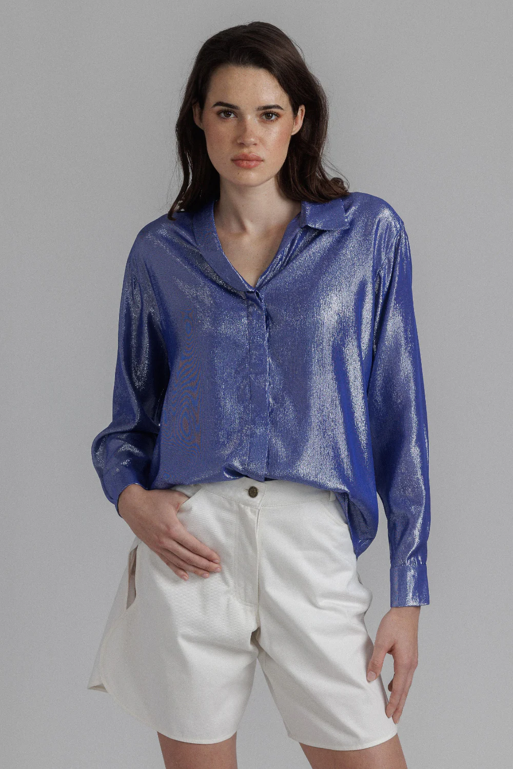 Lame Silk Button up Shirt
