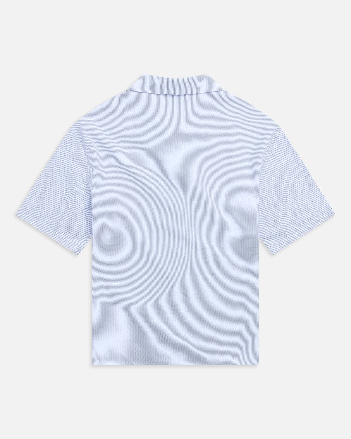 Cotton Stripe Bowling Shirt Dutch Blue - Image 2