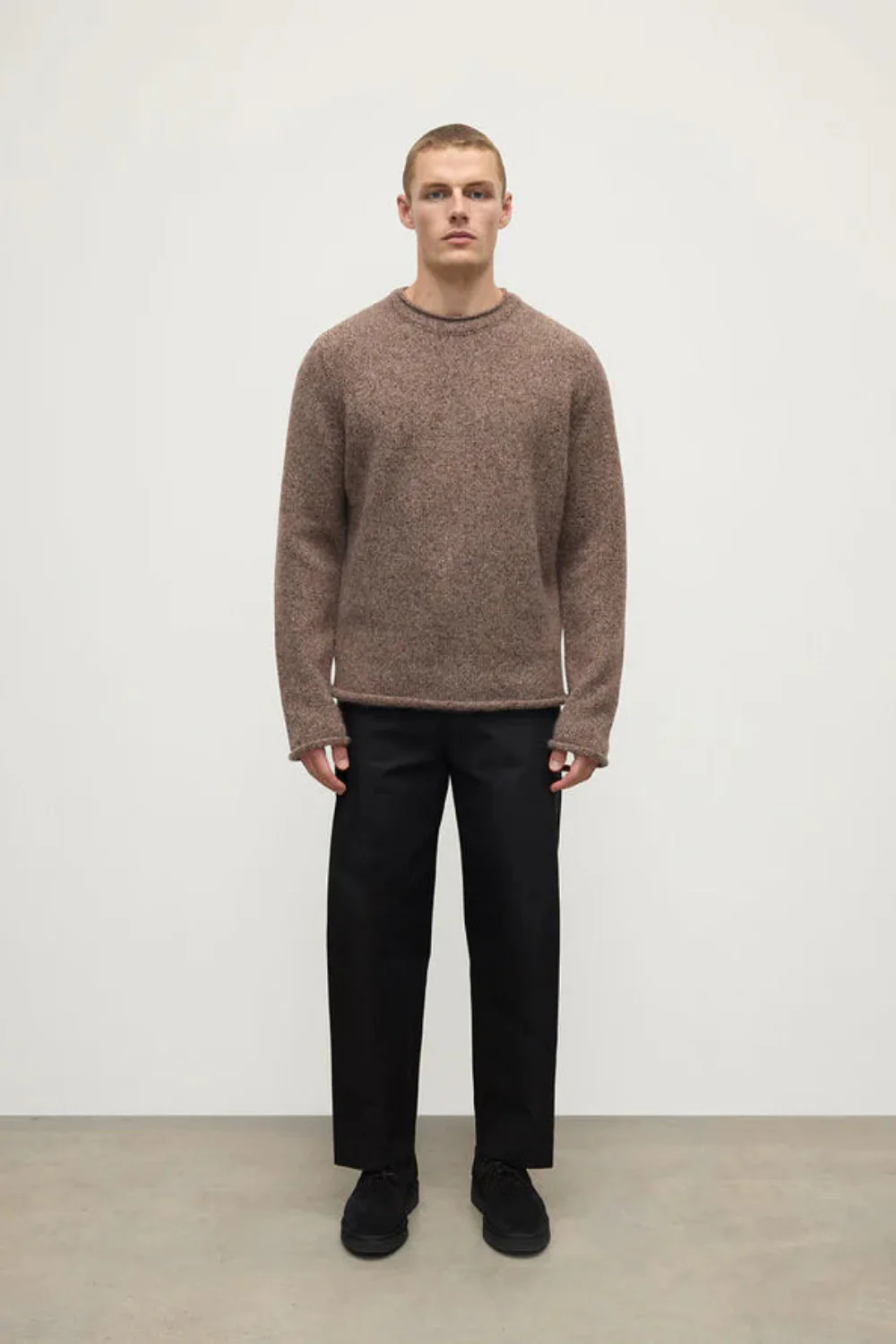 Crew Neck Rolled Trims Sweater - Image 2