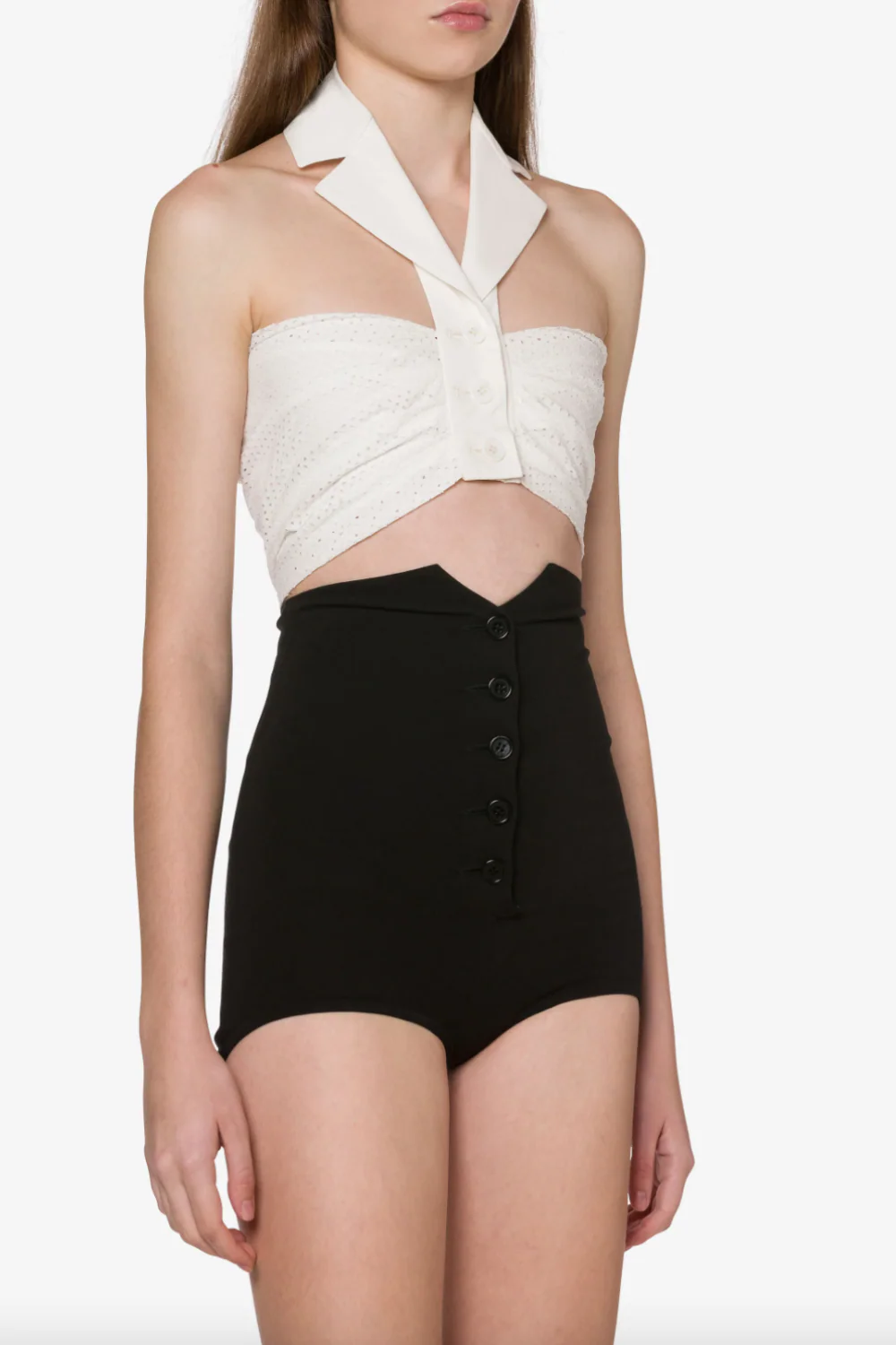 Crop Top Draped in Stretch Poplin (Final Sale)