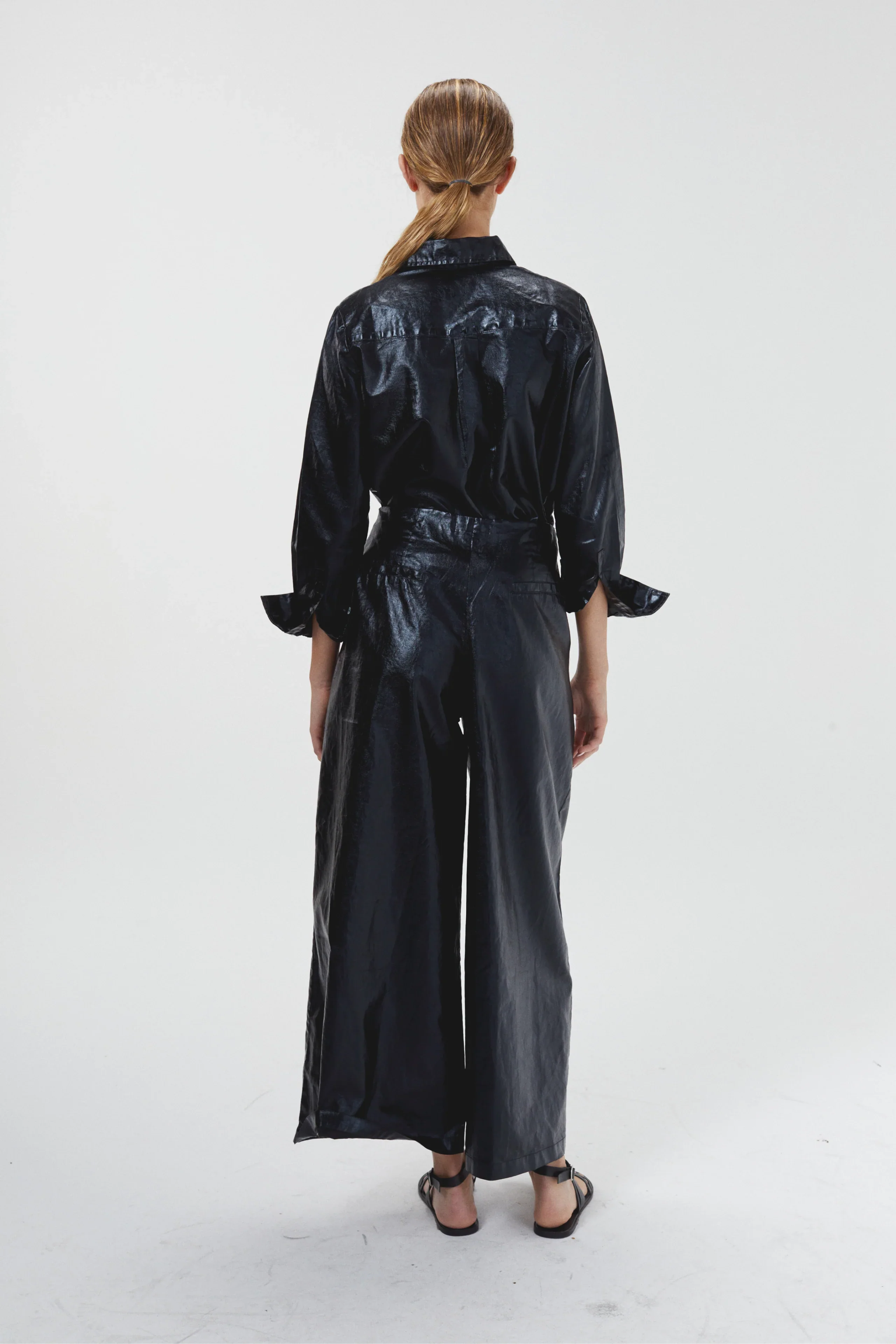 Culotte Metallic Linen Pant Black - Image 2