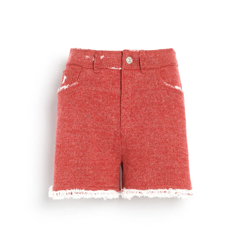 Denim Fringed Cashmere and Cotton Shorts (Final Sale) - Image 3