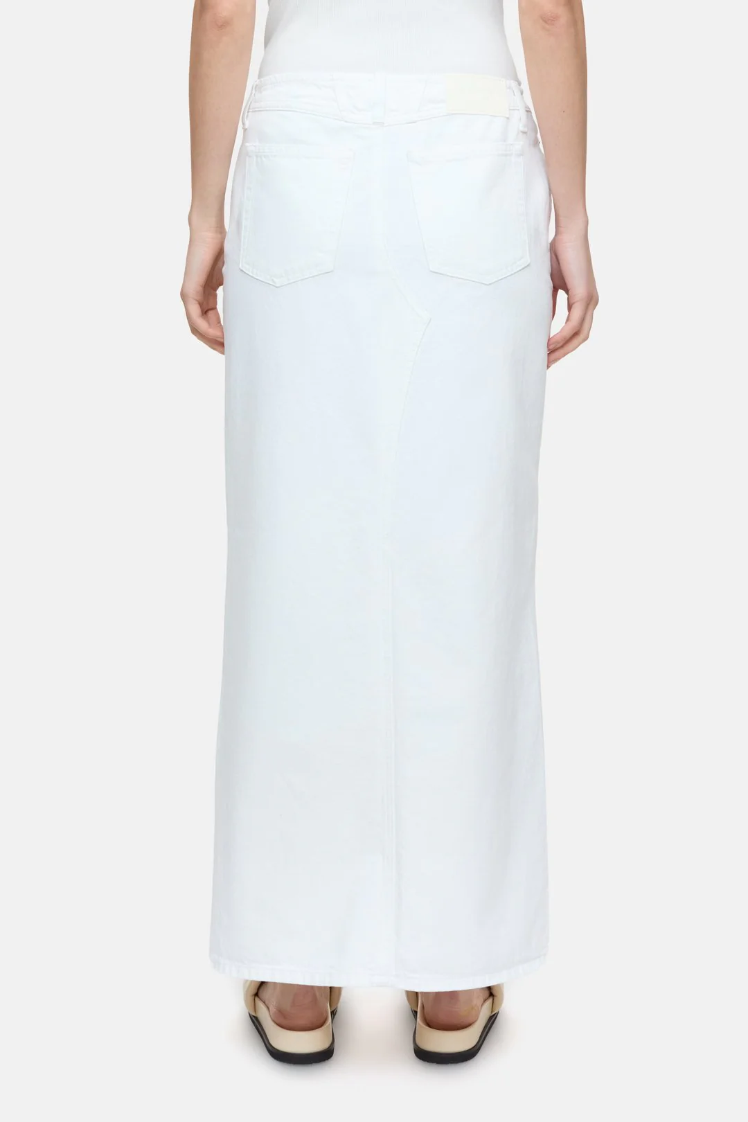 Denim Maxi Skirt White - Image 2