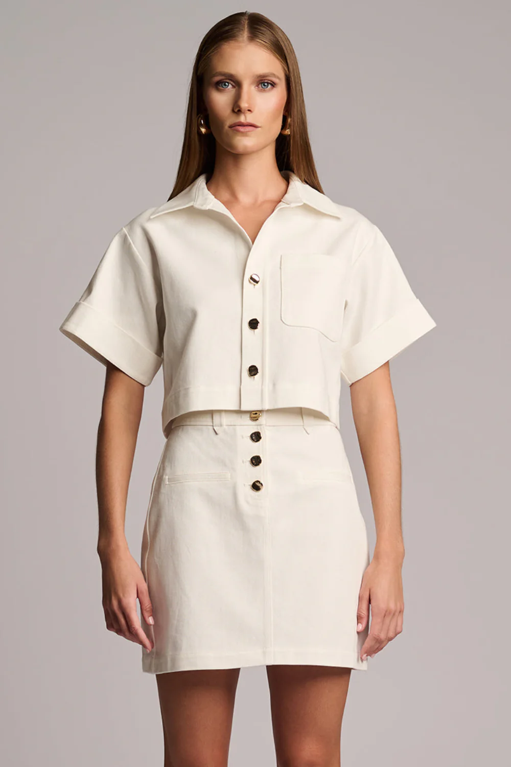 Ellison Top in Twill White