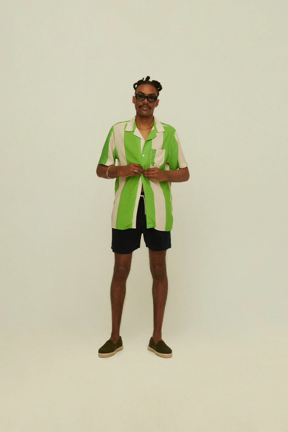 Emerald Stripe Viscose Shirt (Final Sale)