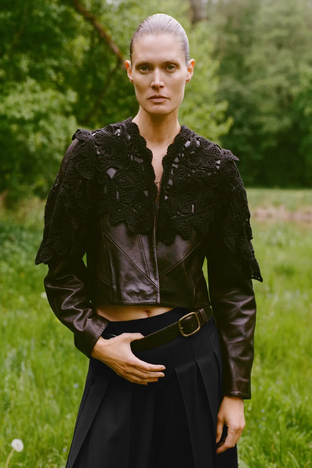 Gwen Leather Jacket Crochet Overlay - Image 4