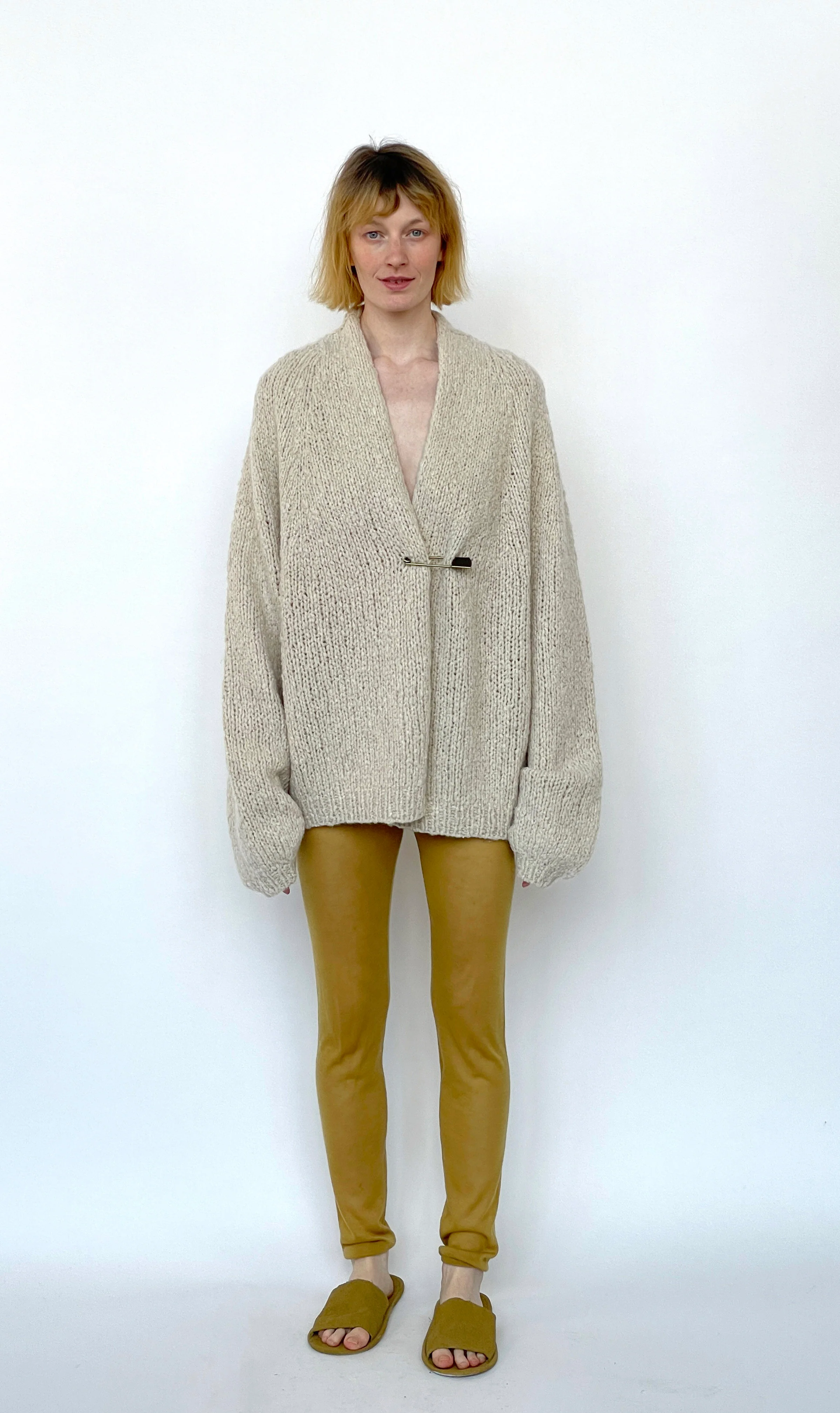 Hand Knit Cardigan Chalk - Image 3