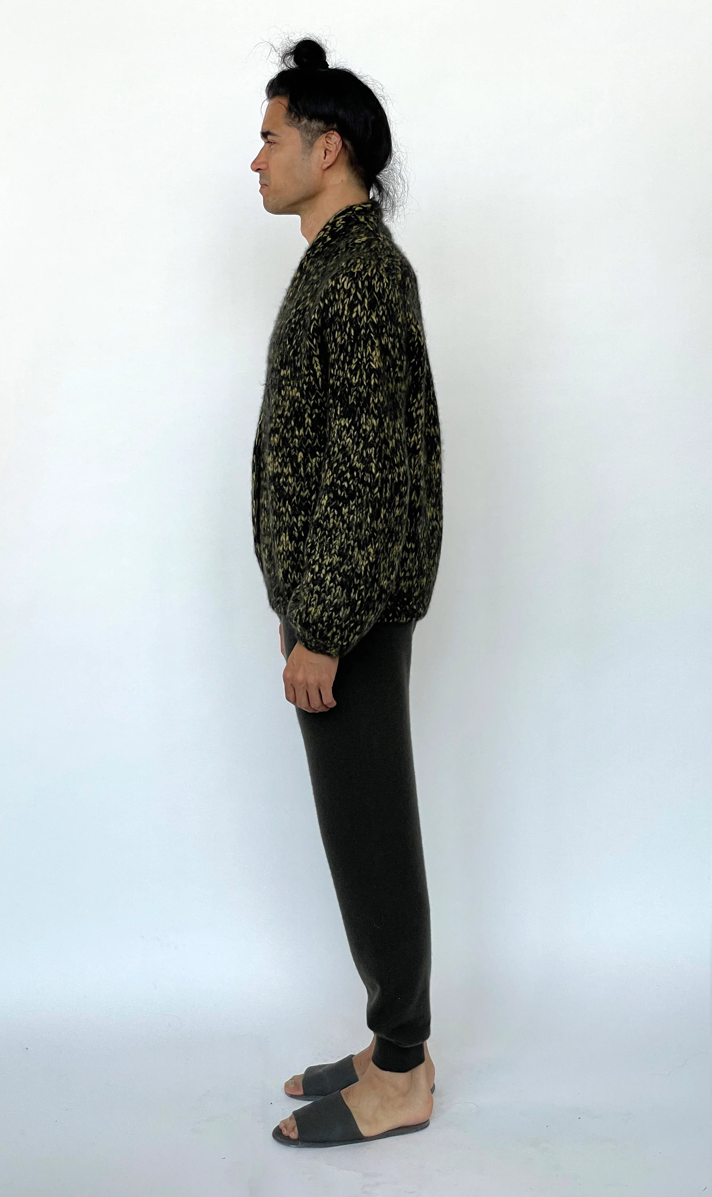 Hand Knit Cardigan Ochre Marl - Image 4