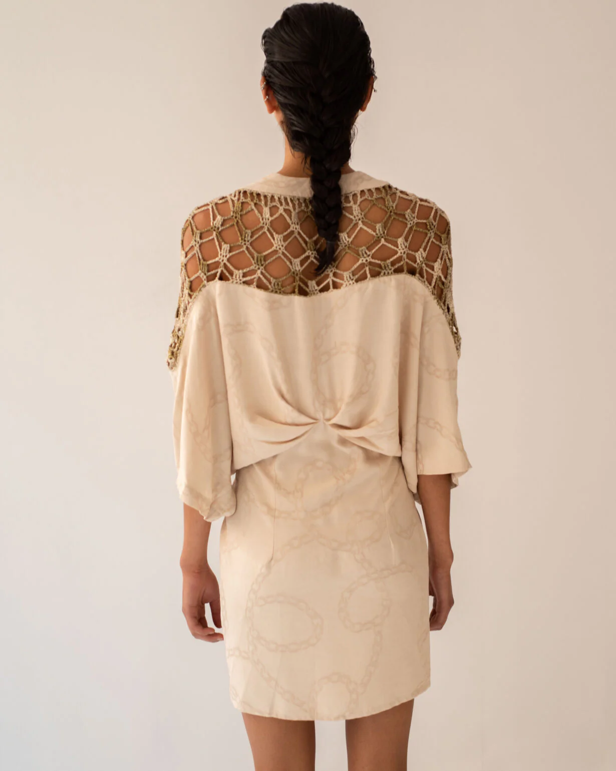 Iris Butterfly Mermaid Mini Dress Sand Chain - Image 3