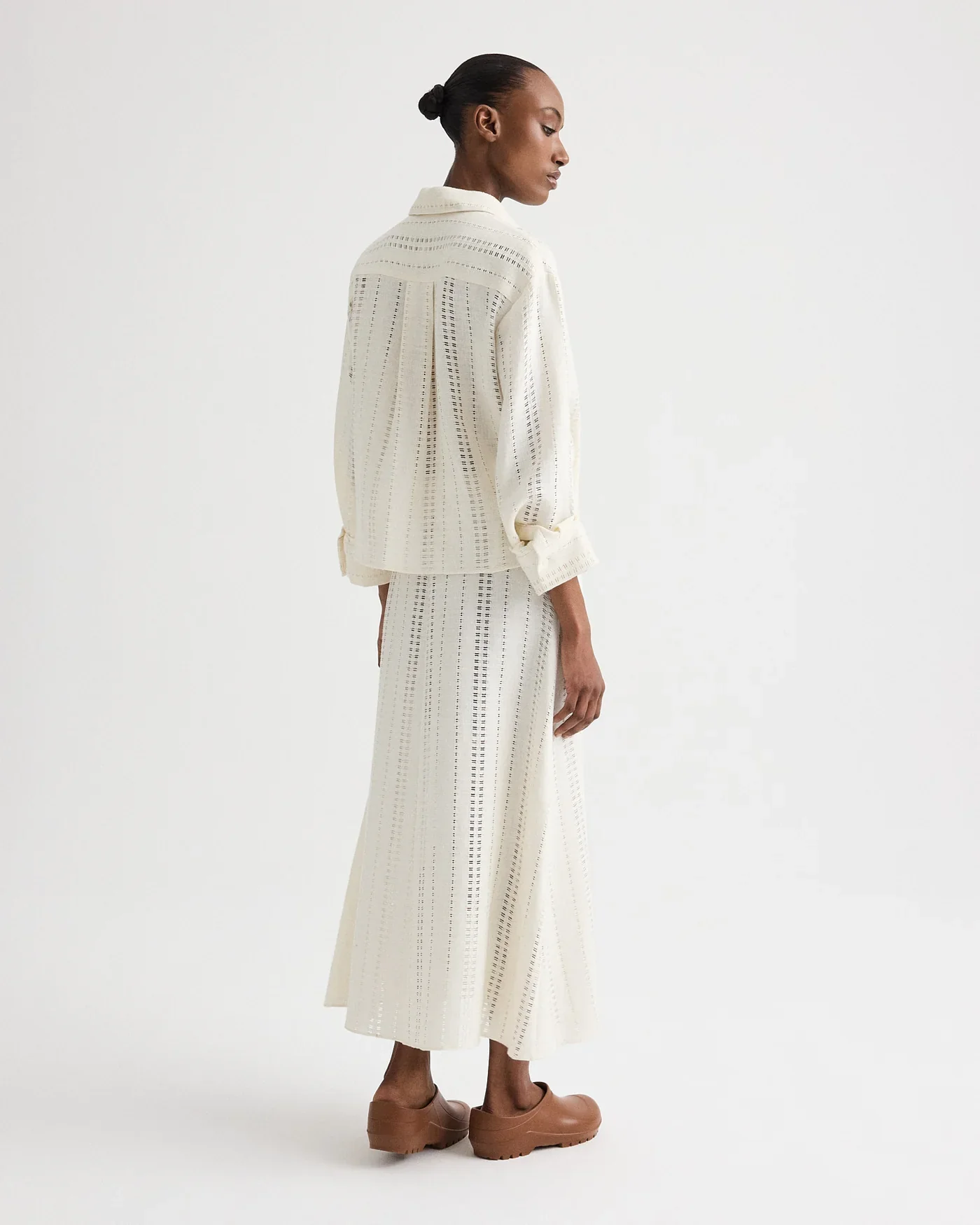 J.D. Shirt in Ladder Weave Linen Ivory - Image 6
