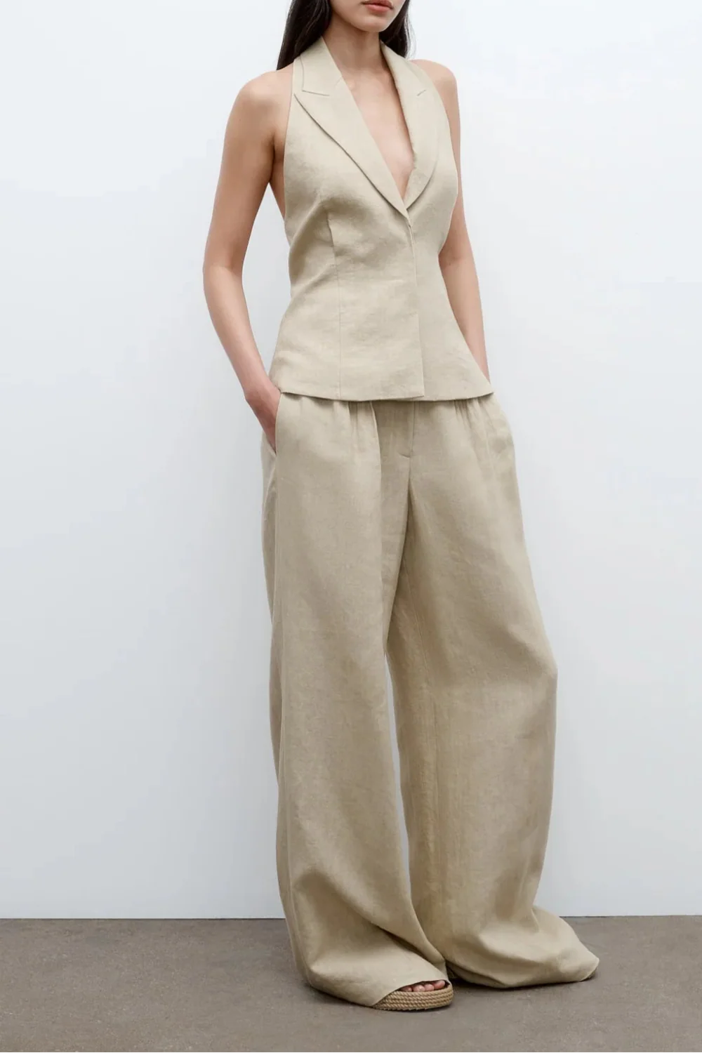 Kaitlyn Vest in Washed Linen Suiting