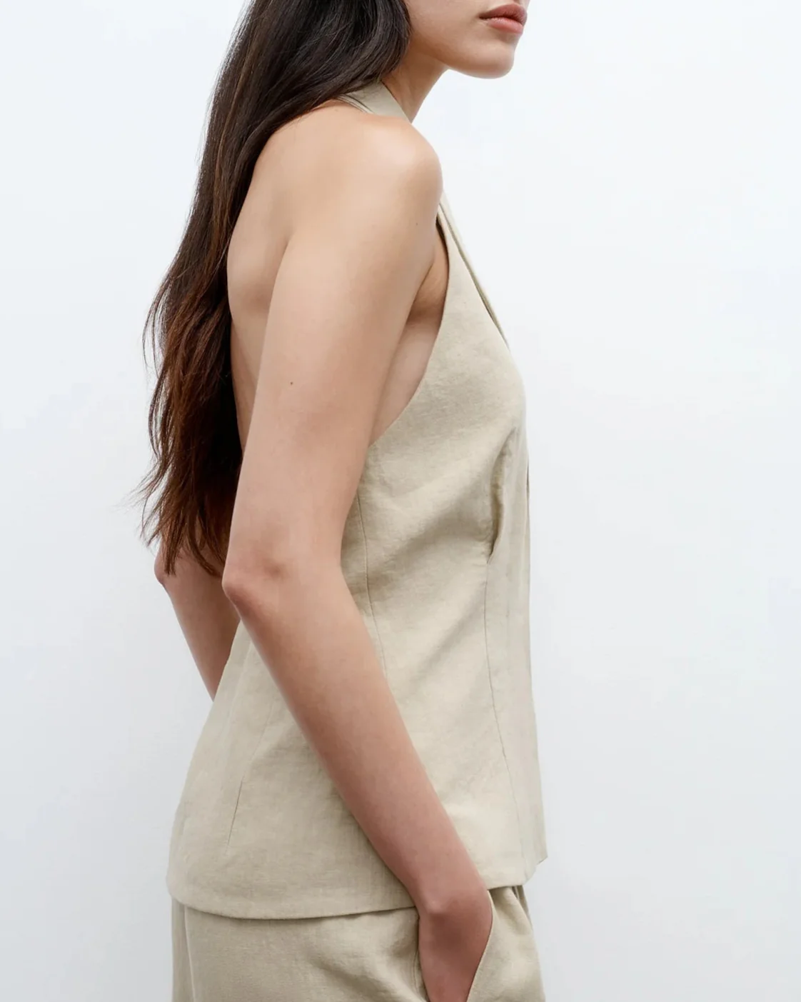 Kaitlyn Vest in Washed Linen Suiting - Image 2