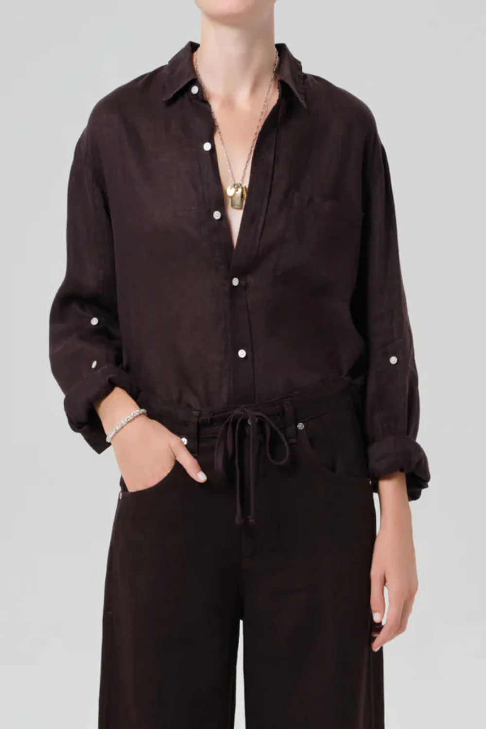 Kayla Shrunken Linen Shirt
