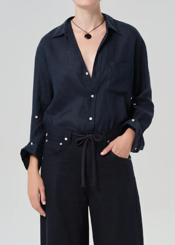 Kayla Shrunken Shirt True Navy - Image 2