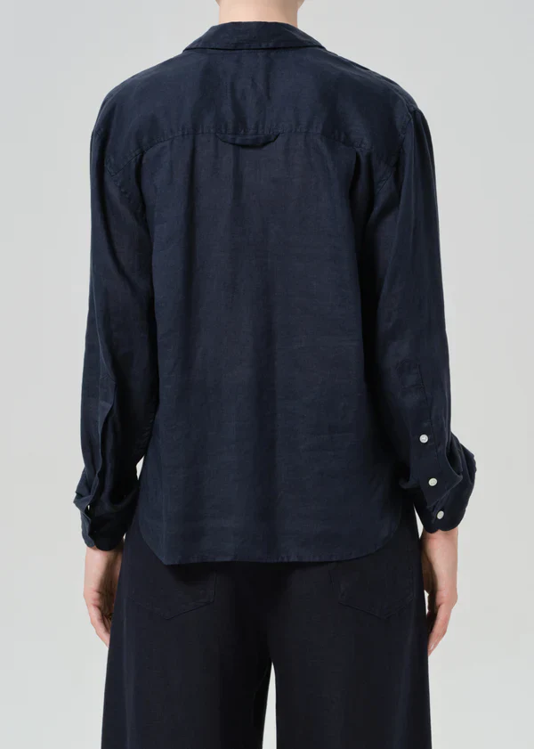 Kayla Shrunken Shirt True Navy - Image 3