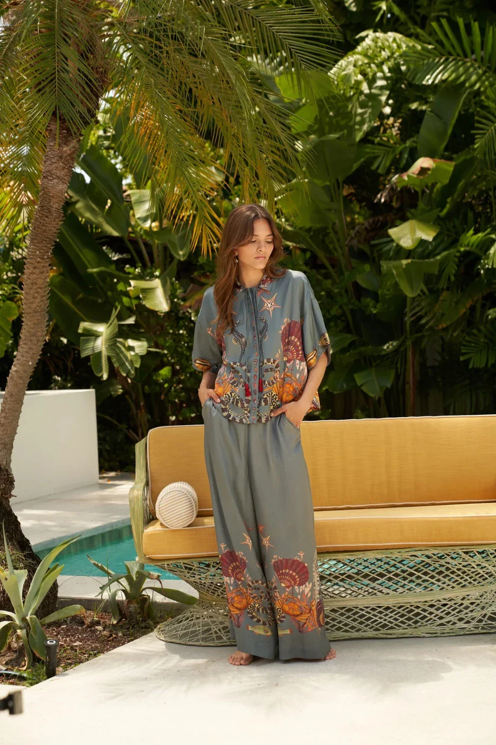 Palazzo Pant Gray Coral Reef (Final Sale)
