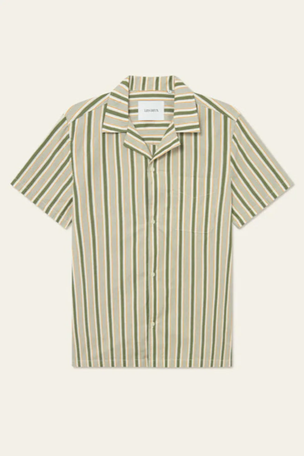 Klark Stripe Poplin SS Shirt Chive Green-Thai Curry (Final Sale)