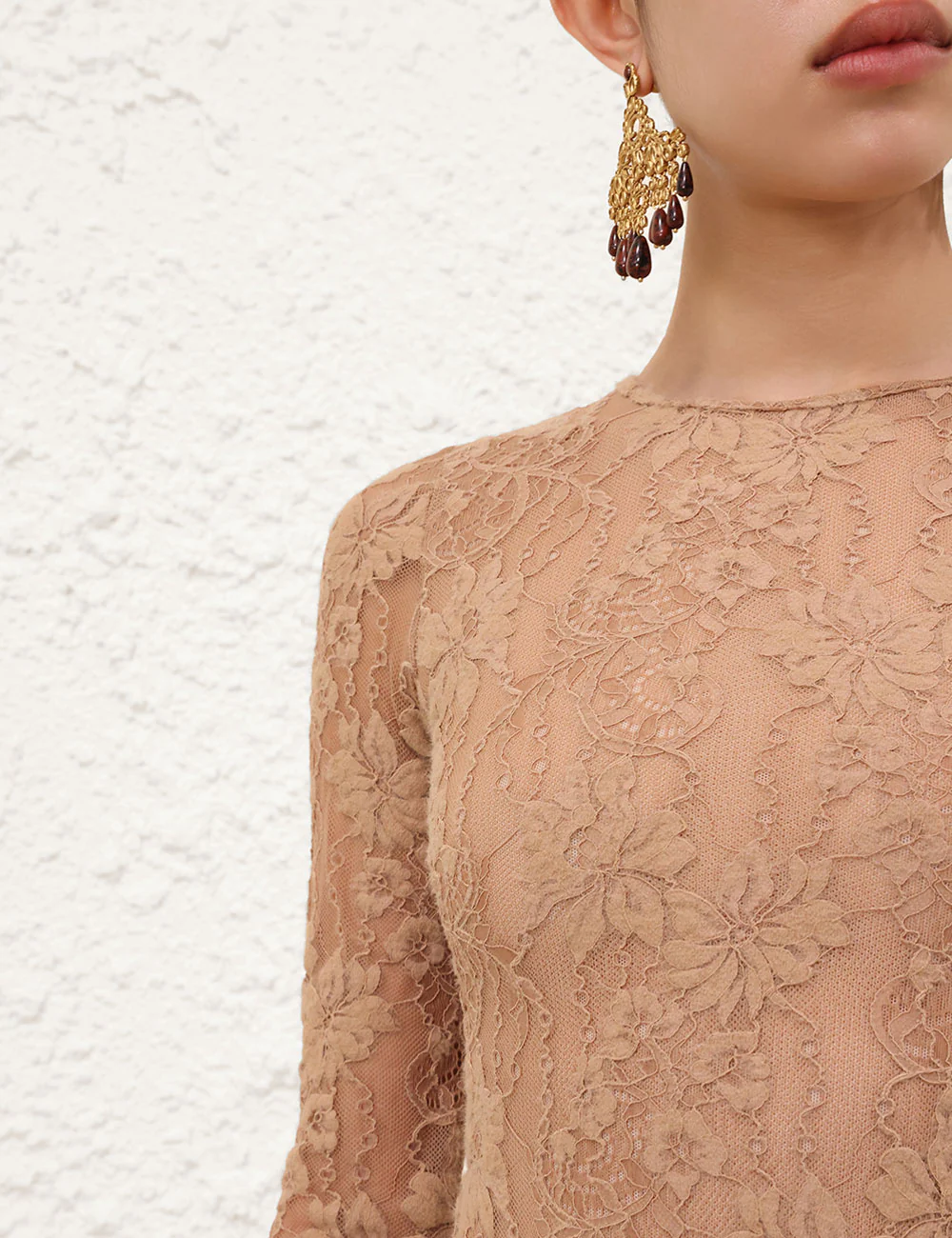 Lace Bodysuit Biscuit - Image 4
