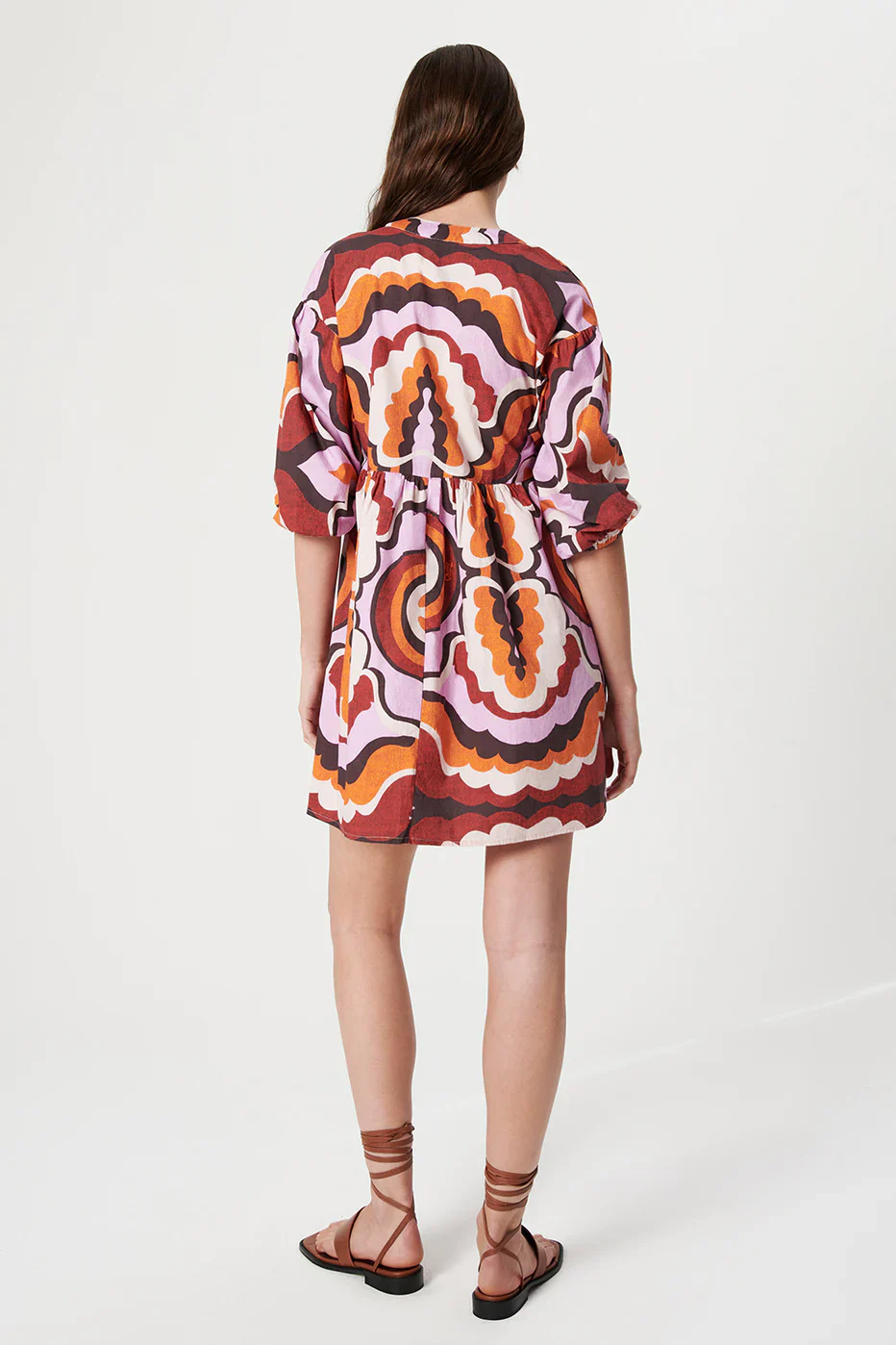 Liberty Organic Cotton Mini Dress Wavy Lilac (Final Sale) - Image 3