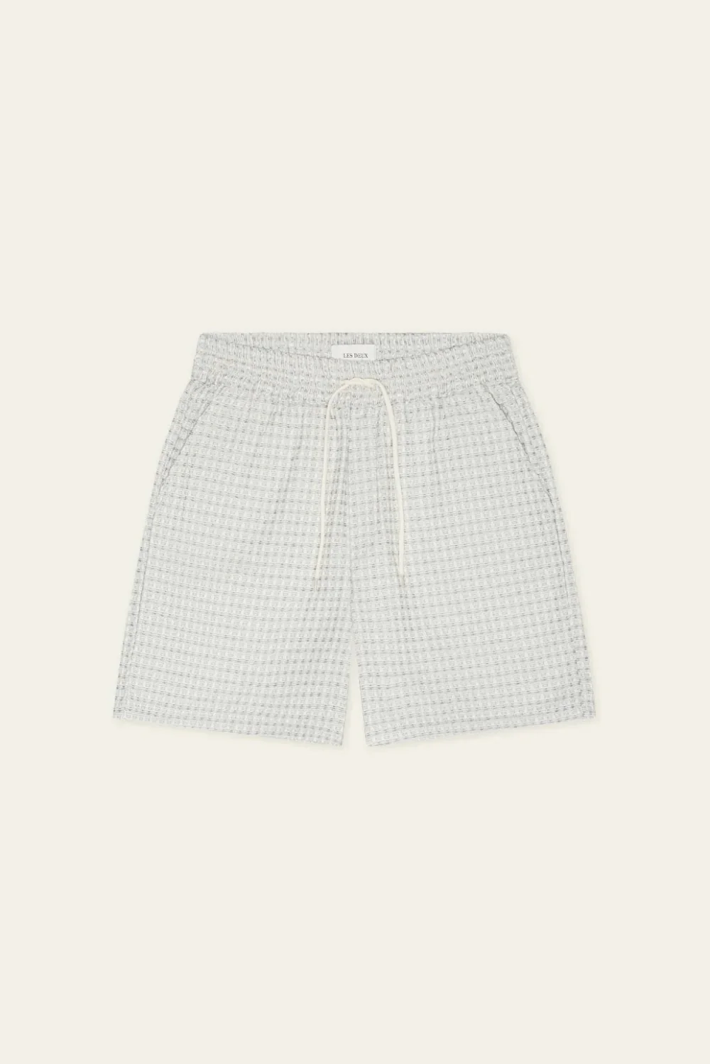 Light Ivory Check Seersucker Shorts