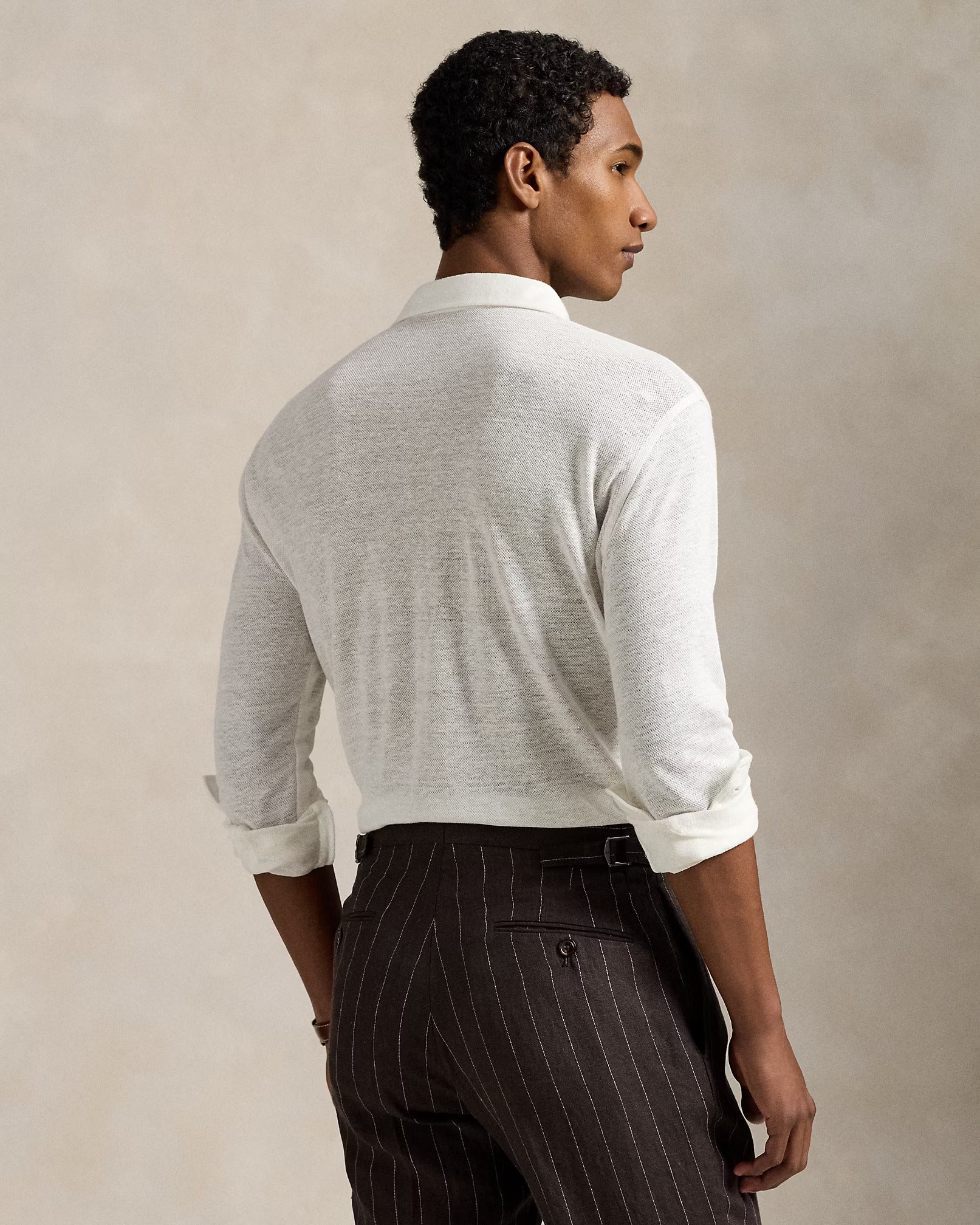 Linen Mesh Polo Shirt - Image 3