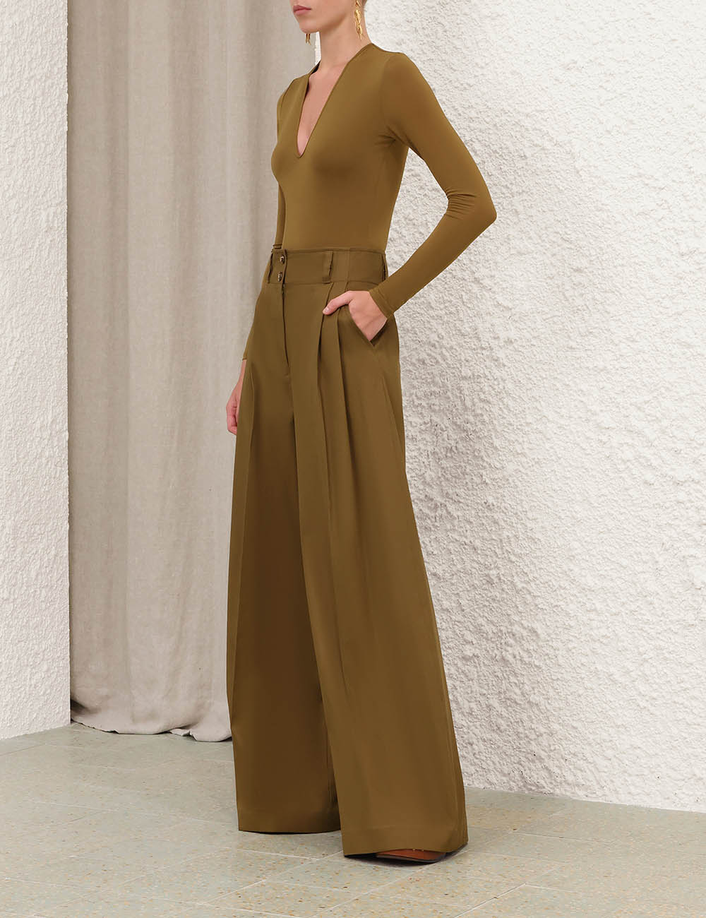 Long Sleeve Bodysuit Khaki - Image 3