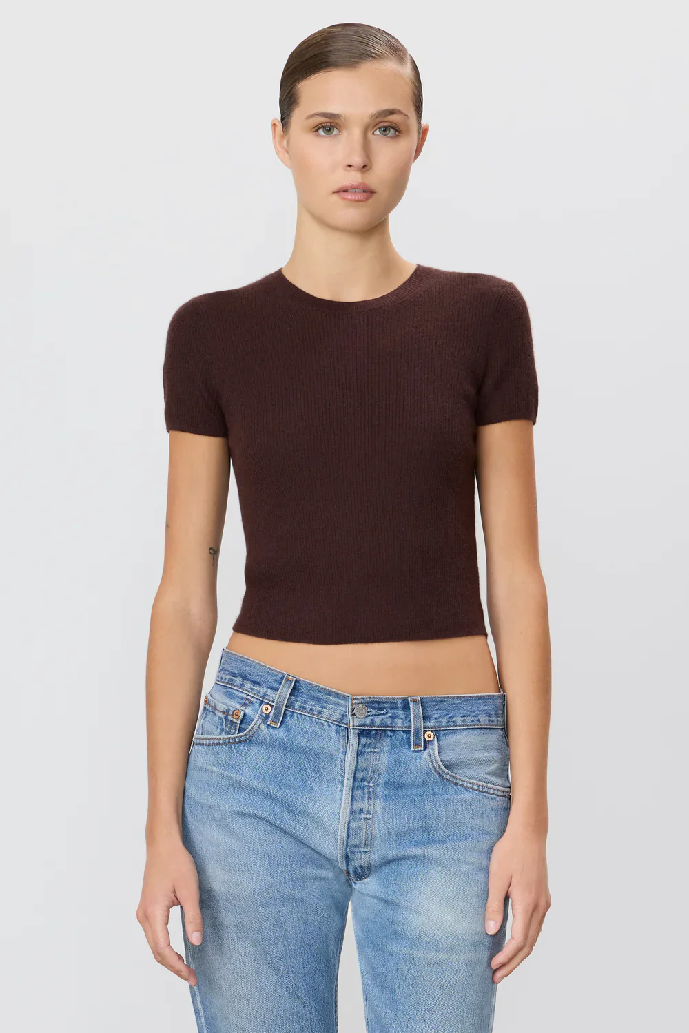 Rib Stitch Baby Tee Espresso - Image 2