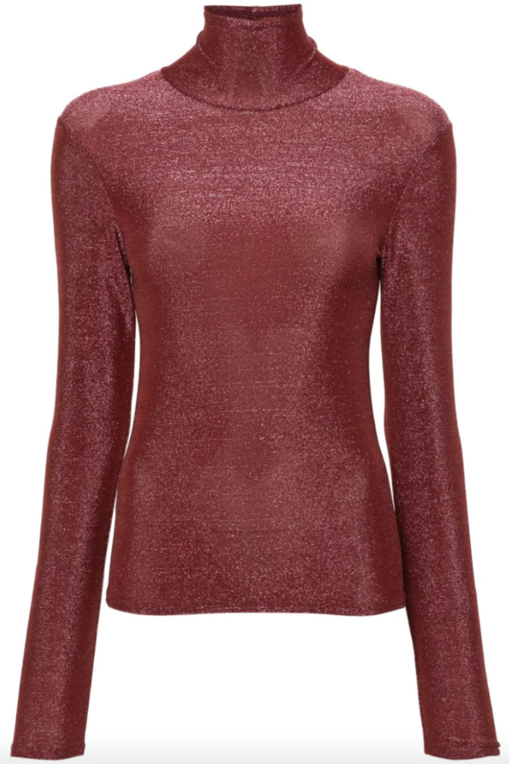 Lurex Jersey Turtleneck T-Shirt Blush