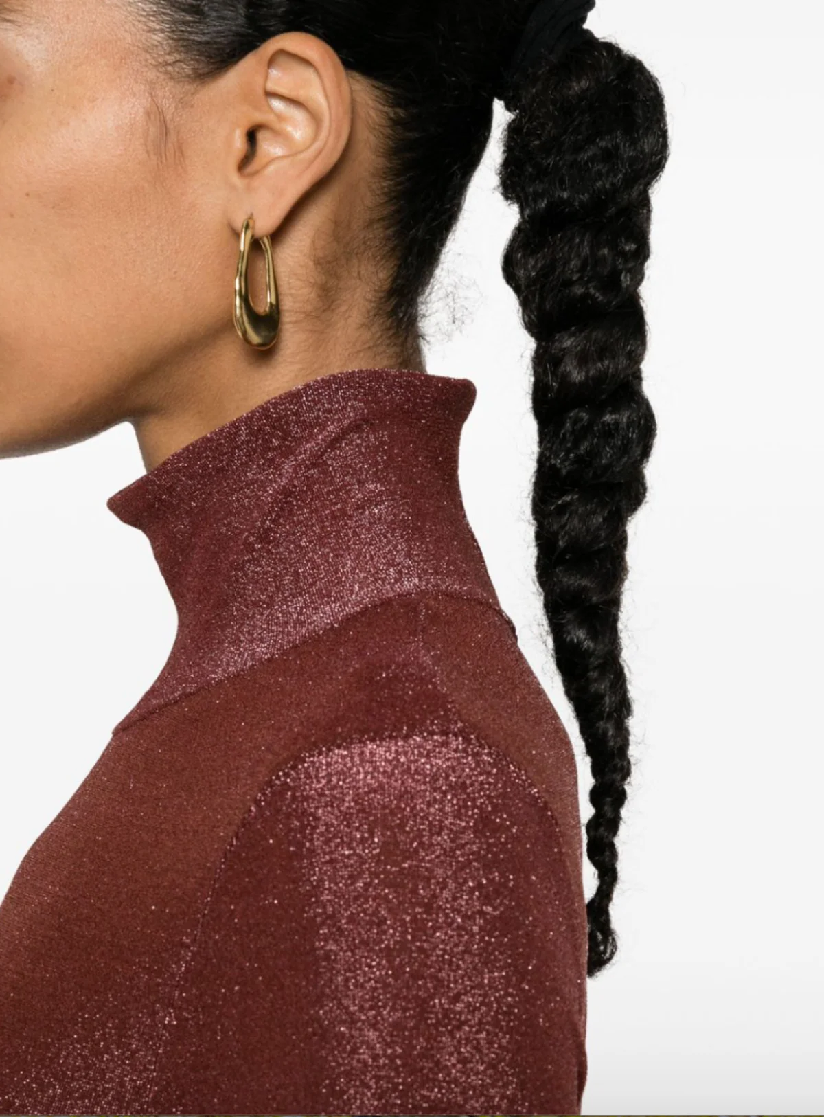 Lurex Jersey Turtleneck T-Shirt Blush - Image 4