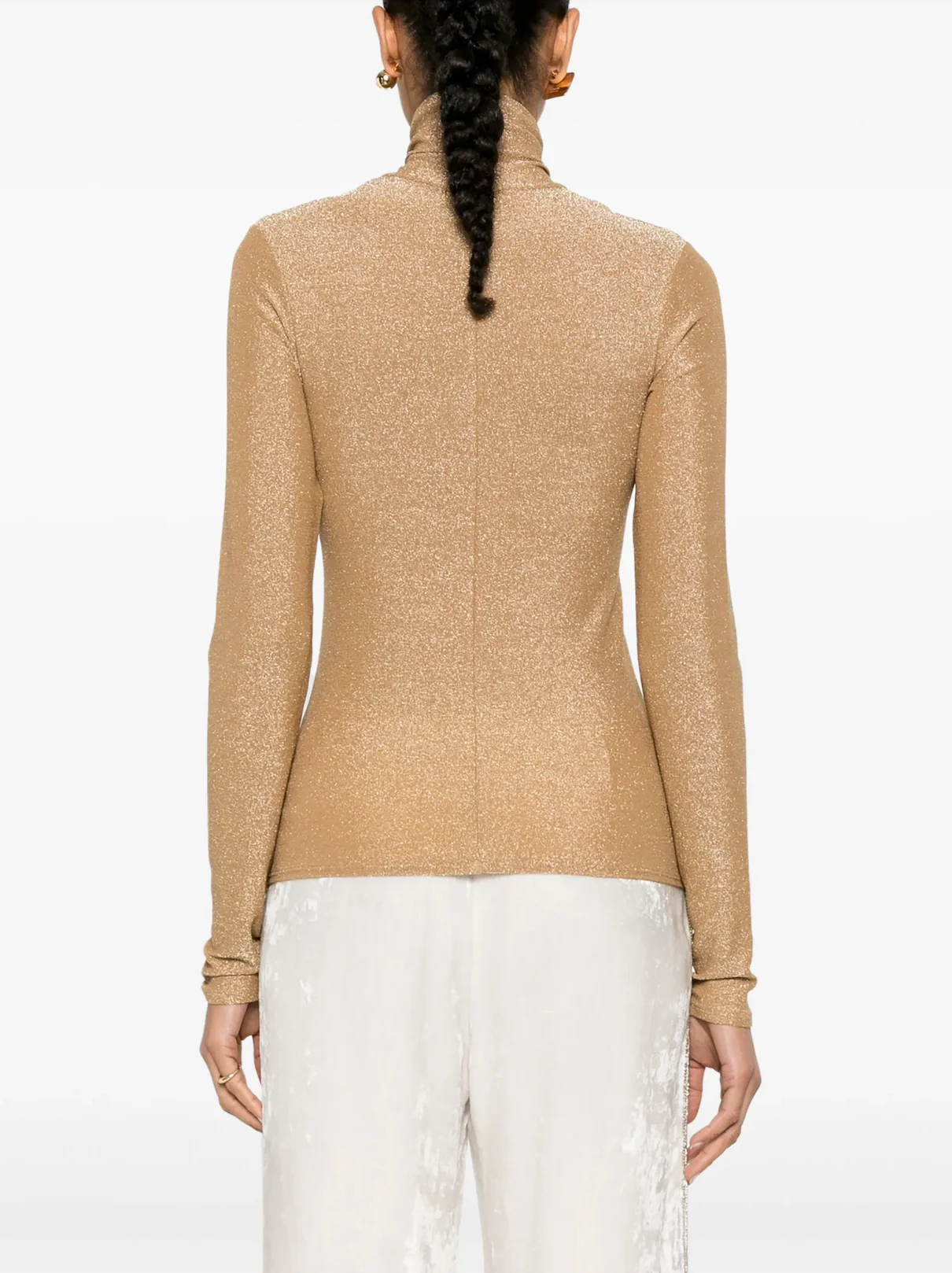 Lurex Jersey Turtleneck T-Shirt Oro - Image 4