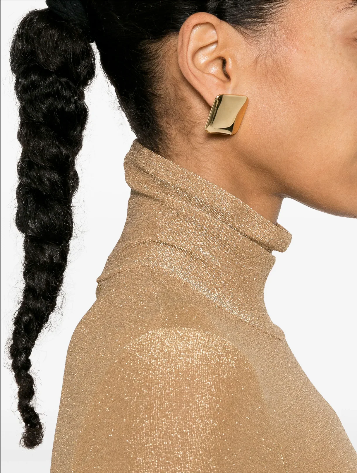 Lurex Jersey Turtleneck T-Shirt Oro - Image 5