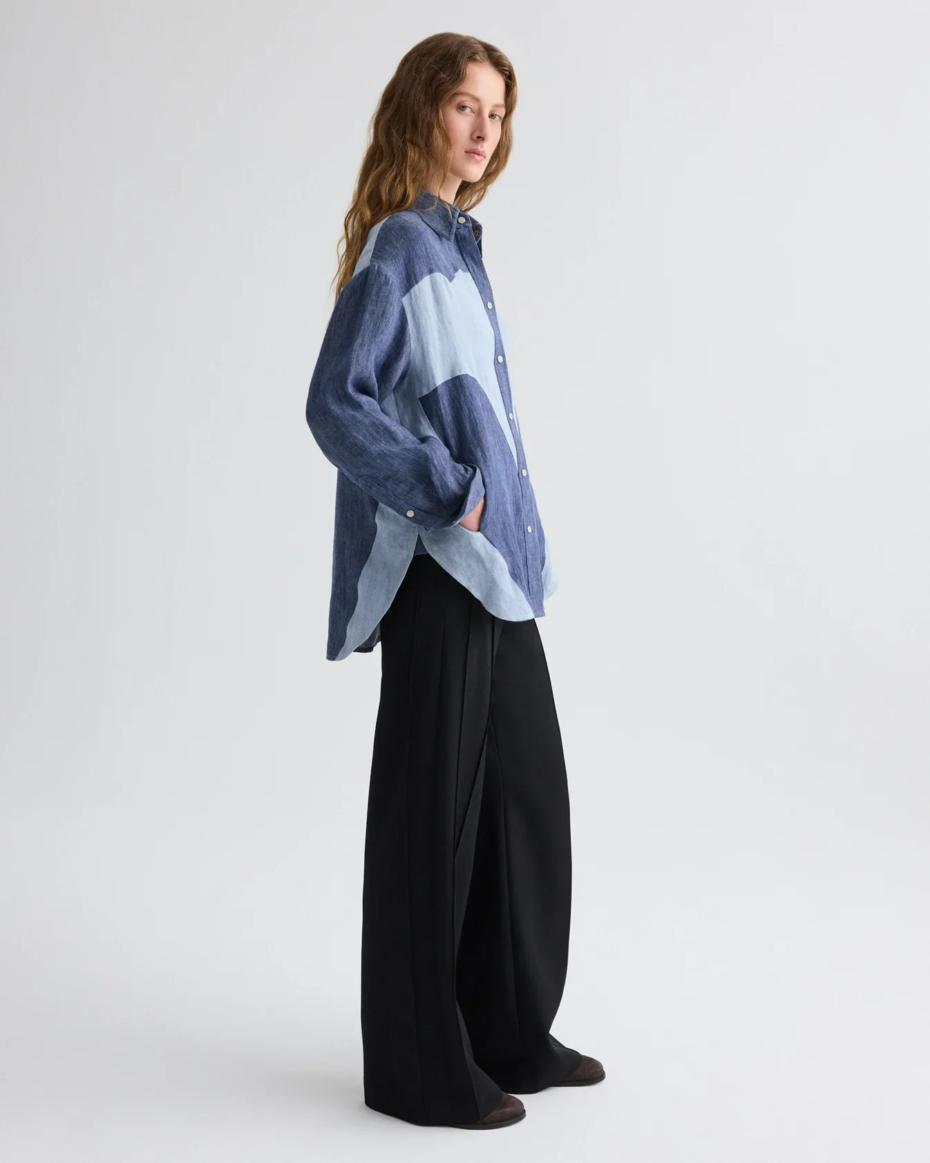 Austin Shirt in Washed Hemp Denim - Image 3