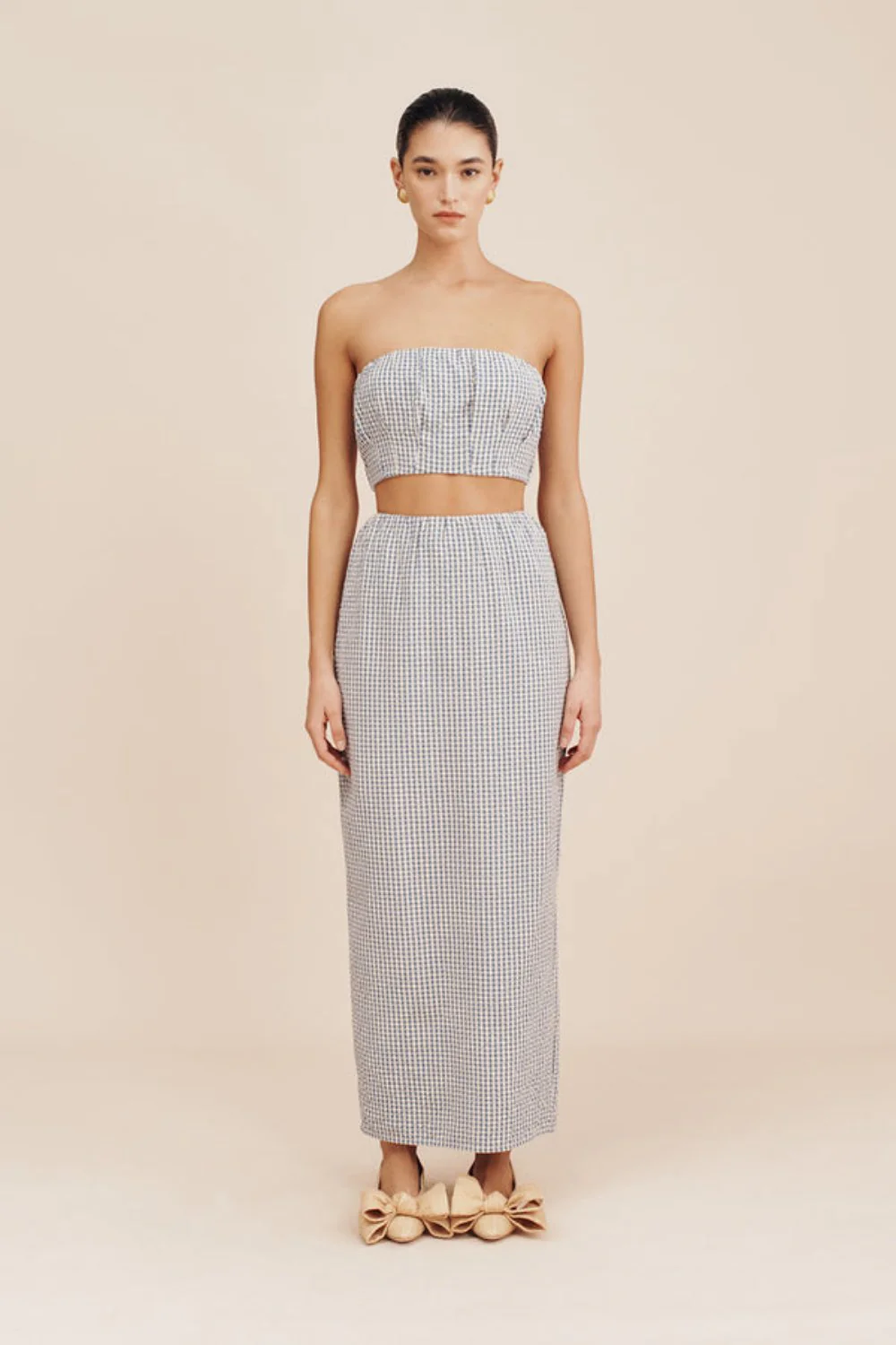 Mira Strapless Crop Top Gingham (Final Sale)